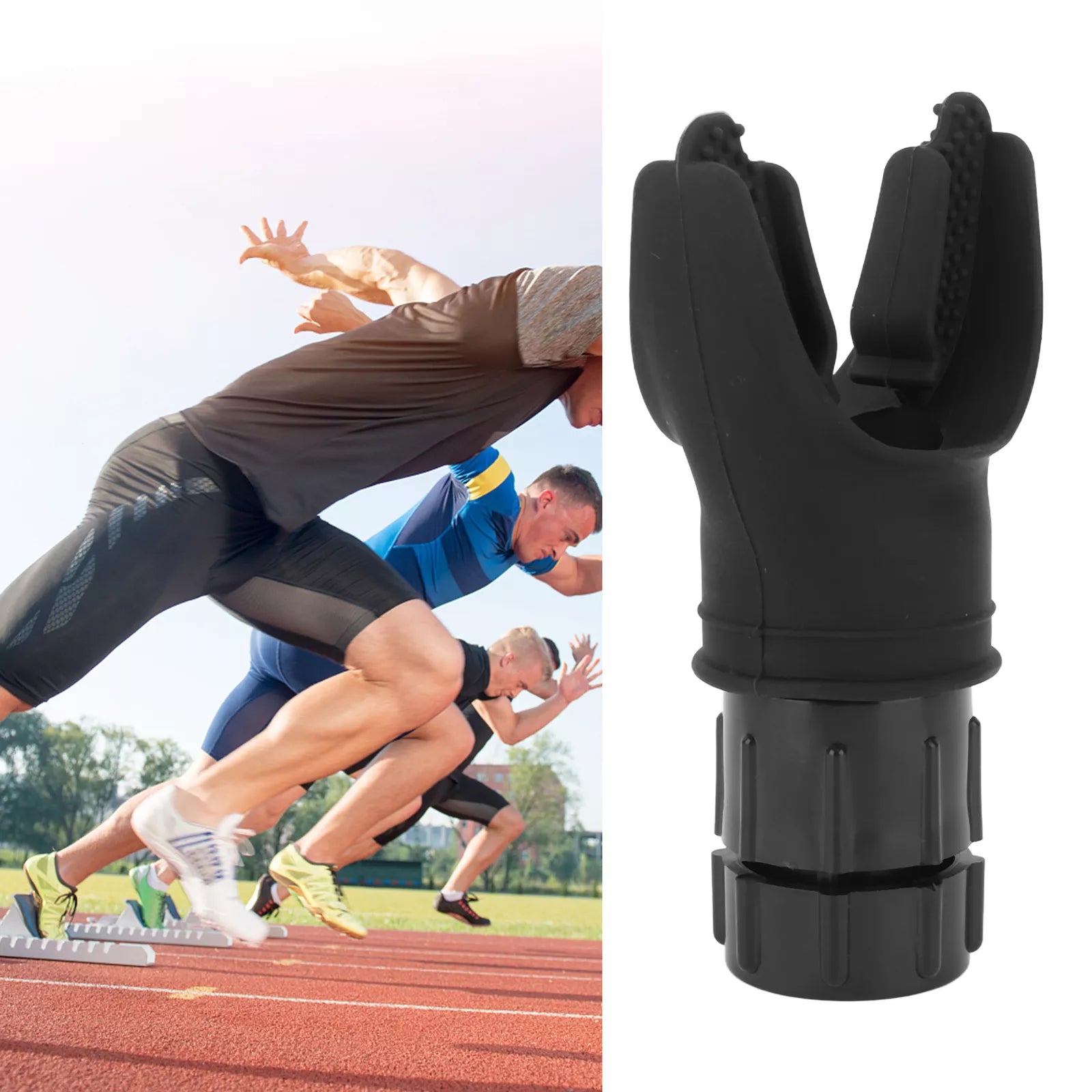 Schwarzer Silikon-Mundschutz für Sportler, ideal für Laufen und Leichtathletik.
