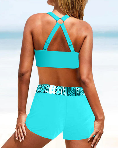 Bikini med hög midja och geometriskt mönster – Serena
