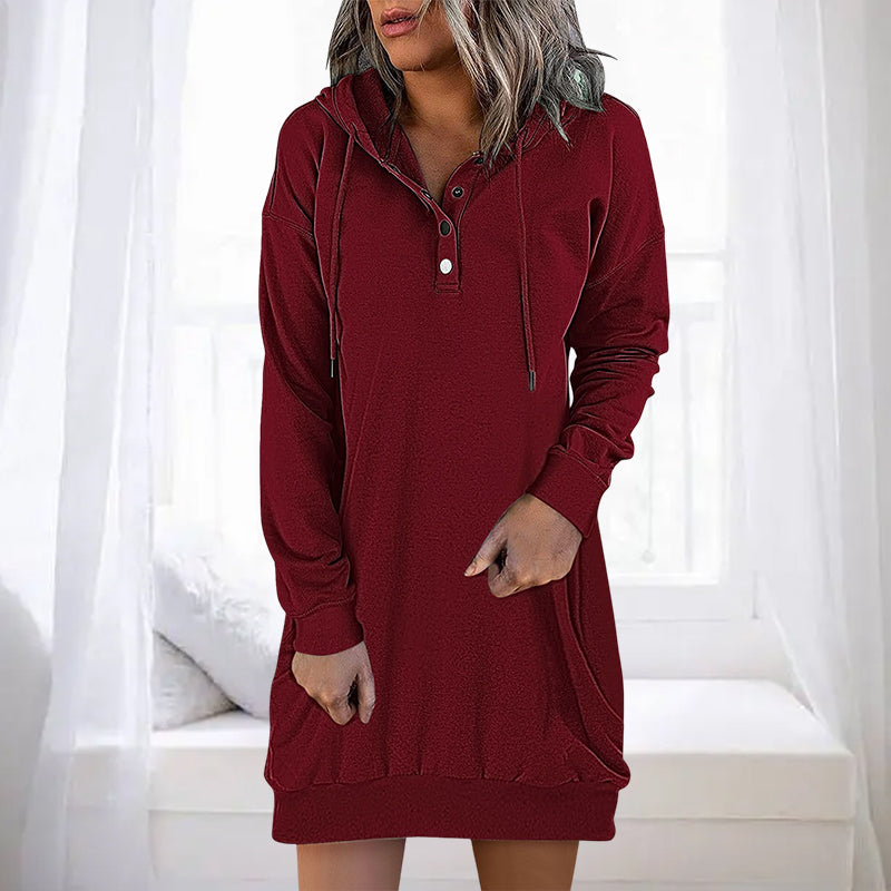 Höstig minimalistisk lång hoodie för dam – Valeria