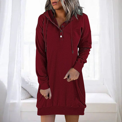 Höstig minimalistisk lång hoodie för dam – Valeria