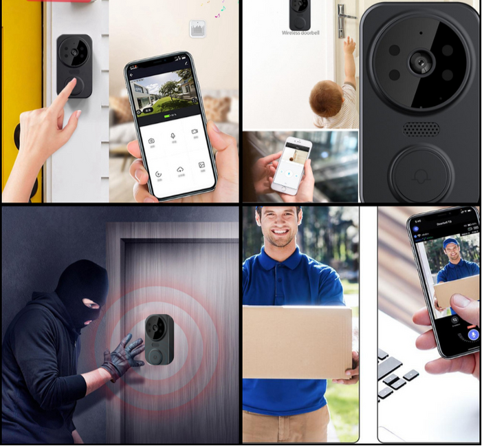 Svart smart Wi‑Fi dörrklocka med kamera – Noctiq