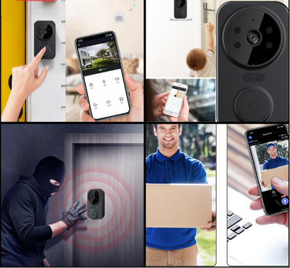 Svart smart Wi‑Fi dörrklocka med kamera – Noctiq