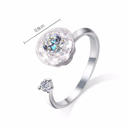 Silberner Damenring mit Zirkonia, verstellbar, 0,8 cm, elegantes Design, Schmuck für Frauen.