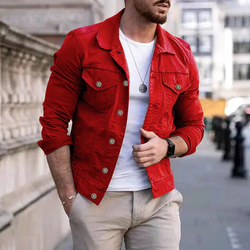 Herr denimjacka med slim fit-passform – Milano