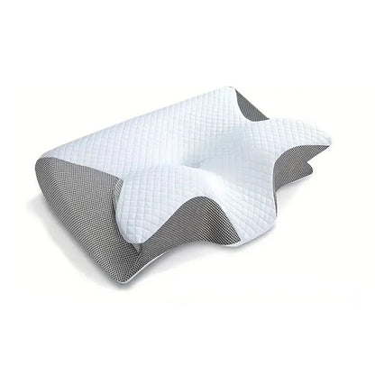 Orthopädisches Nackenstützkissen, ergonomisch, weiß, atmungsaktiv, für gesunden Schlaf.