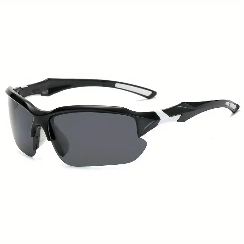Schwarze Sport-Sonnenbrille mit polarisierten Gläsern, UV-Schutz, für Outdoor-Aktivitäten.