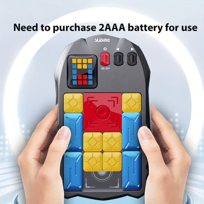 Elektronisches Schiebepuzzle-Spielzeug, schwarz, benötigt 2 AAA-Batterien, Handsteuerung.