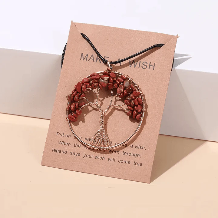 Roter Jaspis Baum des Lebens Anhänger, handgefertigt, Schmuck, Geschenk, Halskette.