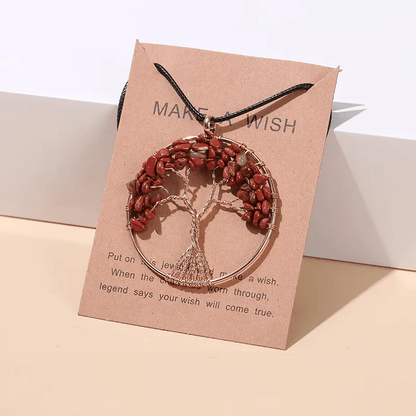 Roter Jaspis Baum des Lebens Anhänger, handgefertigt, Schmuck, Geschenk, Halskette.