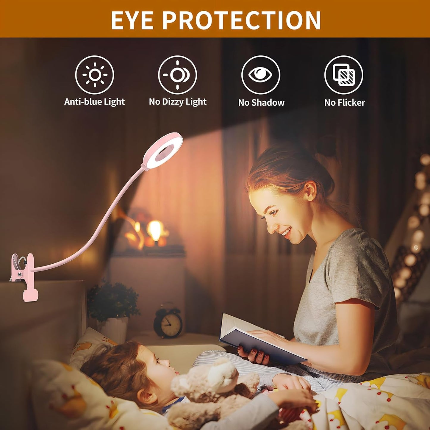 3 färglägen LED-klämlampa för skrivbord med flexibel svanhals – Selvara (1+1 GRATIS)