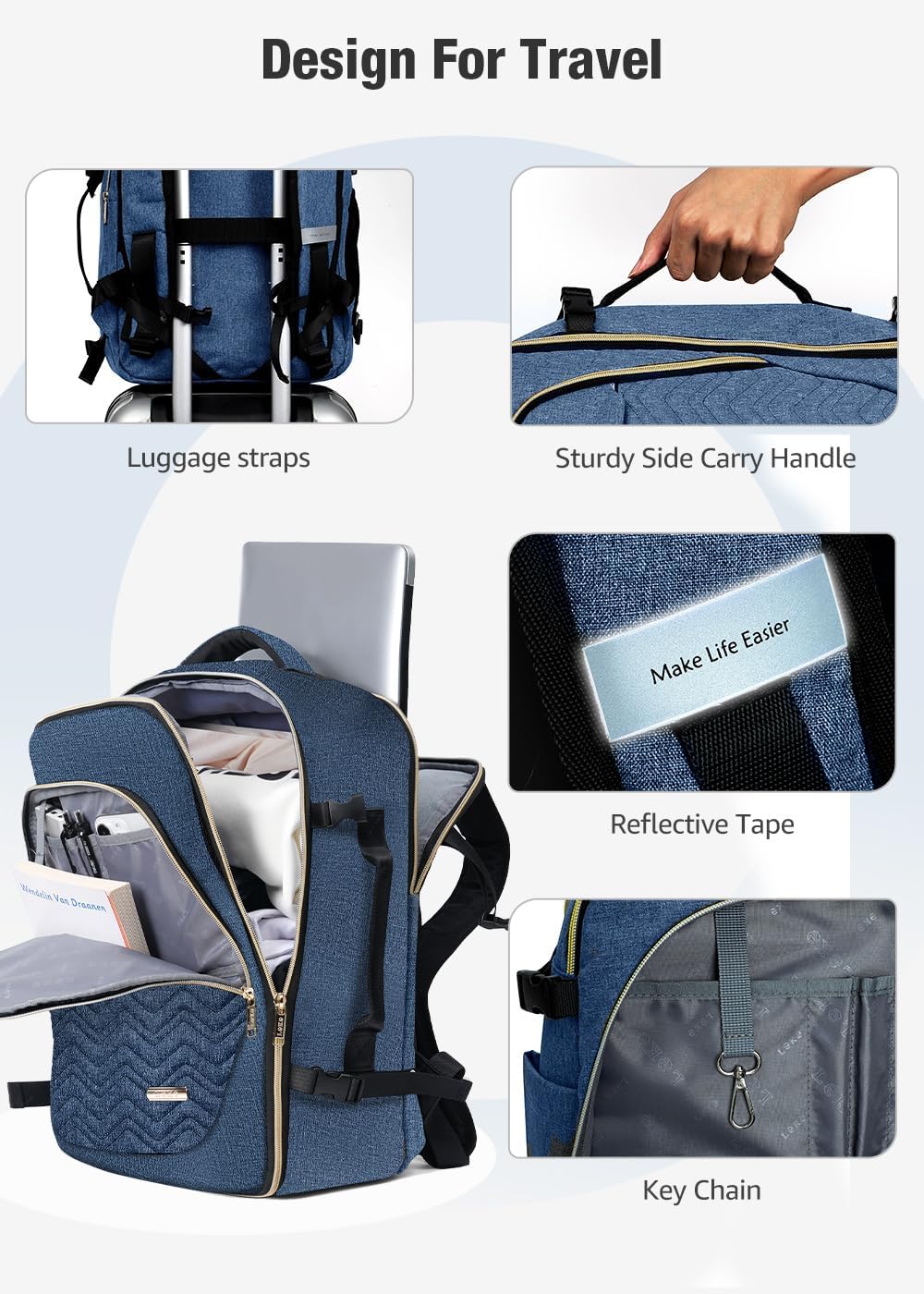 40 L flygkompatibel resväska/trolley med 6 packningskuber och laptopfack