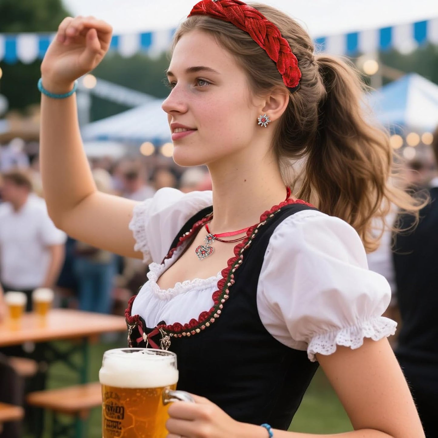 Edelweiss smyckeset med pärlor – TrachtenZauber Oktoberfest 2026