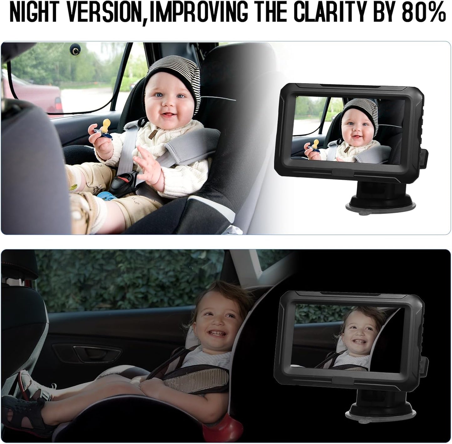 Babyspegel med 1080P-kamera och 4,3-tums skärm – Solvian