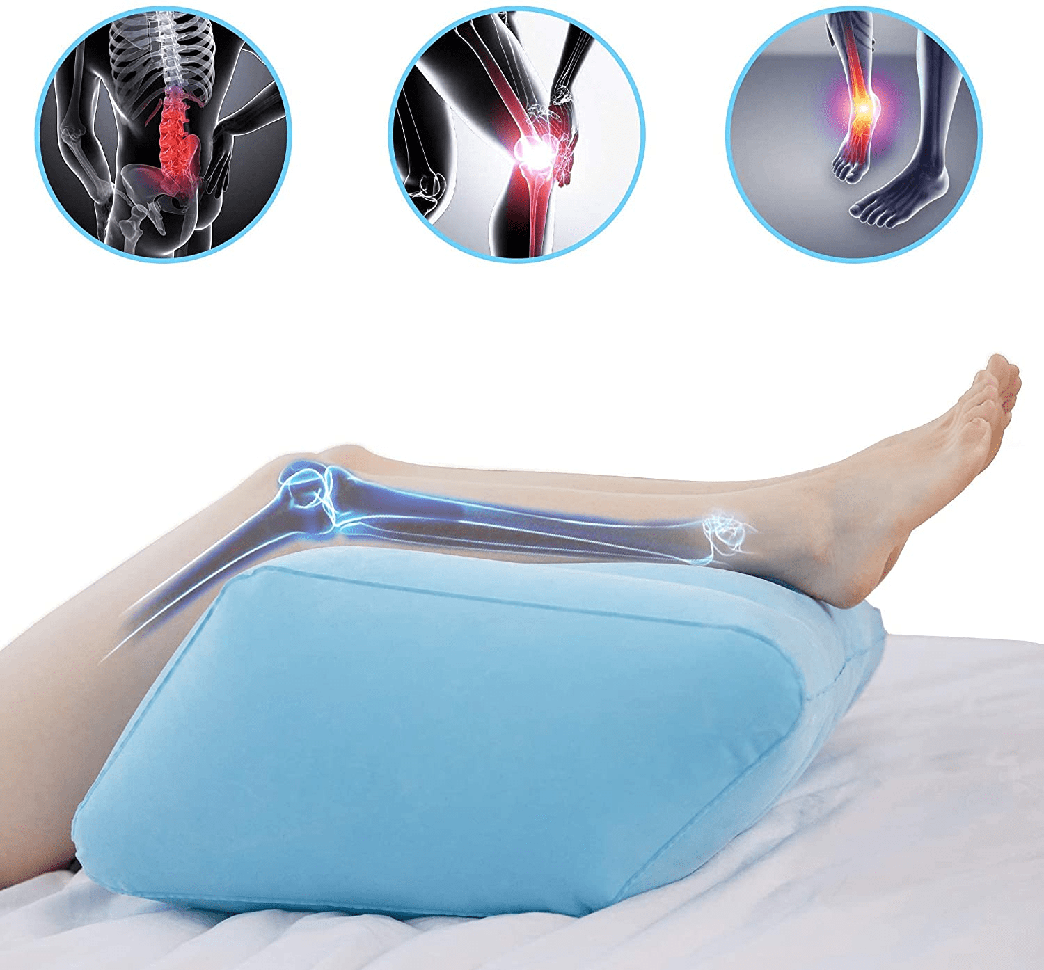 Orthopädisches Kniekissen, blau, für Beinschmerzen, ergonomisch, Schmerzlinderung, Schlafkomfort