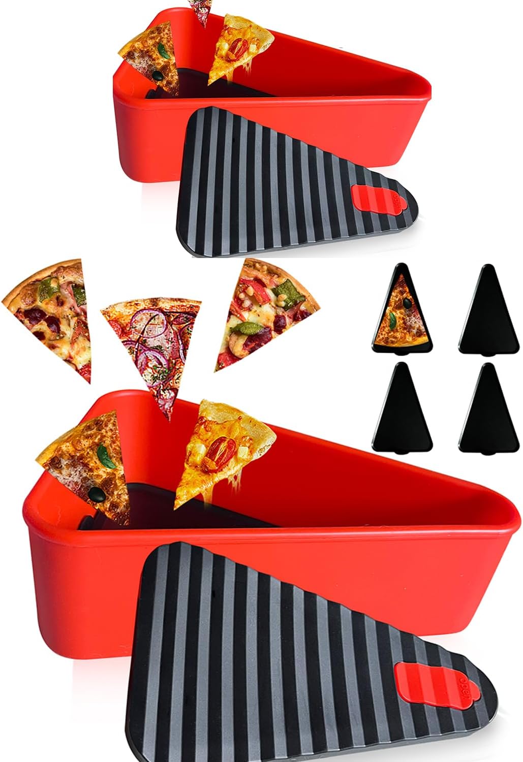 Återanvändbar pizzaförvaringsbehållare med 2 brickor – SliceSafe (1+1 GRATIS)