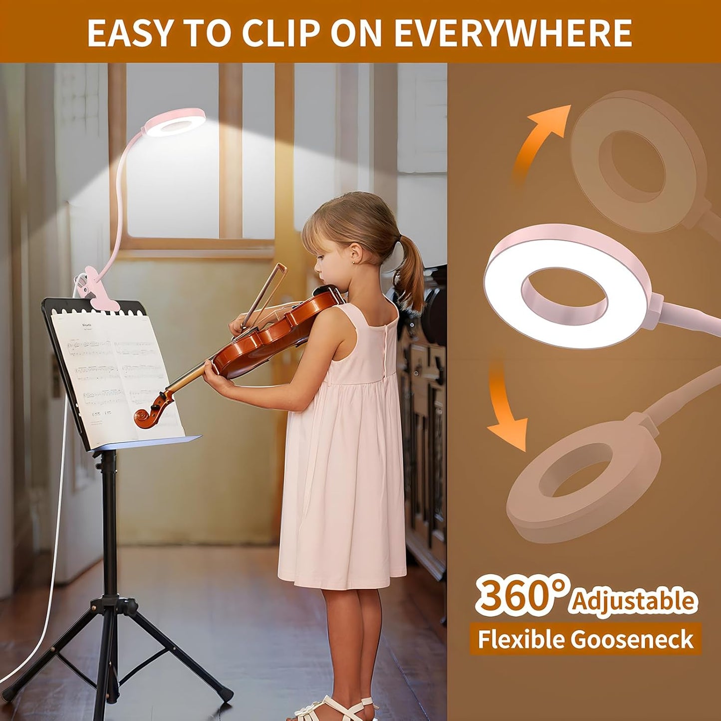 3 färglägen LED-klämlampa för skrivbord med flexibel svanhals – Selvara (1+1 GRATIS)