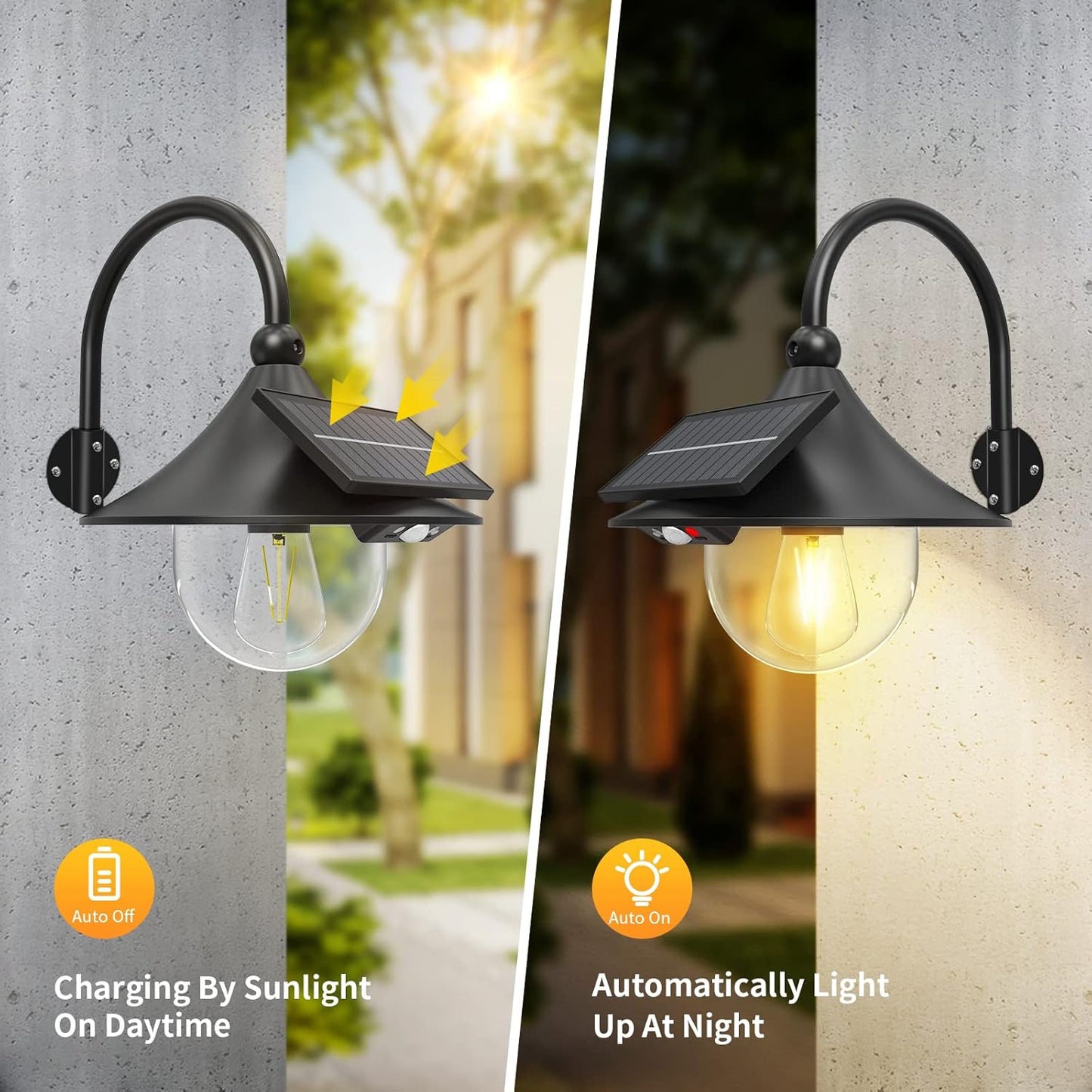 Solcellsdriven rörelsesensor för ladugårdsväggar med 3 lägen och flexibel arm (2-pack) – Halden
