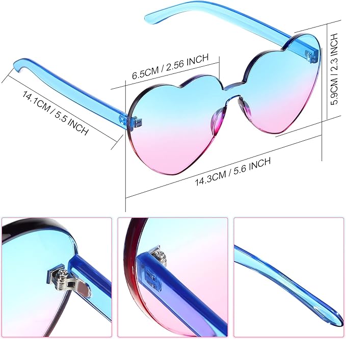 Trendiga hjärtformade solglasögon utan ram i transparent design - HjärtBlitz