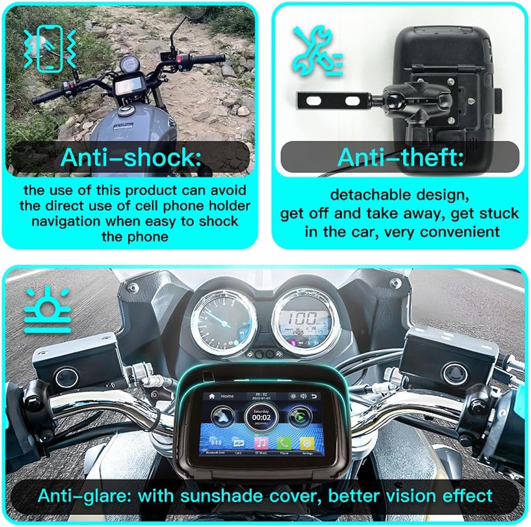 Bärbar motorcykelmonitor med 5-tums (12,7 cm) IPS-skärm – RideMate