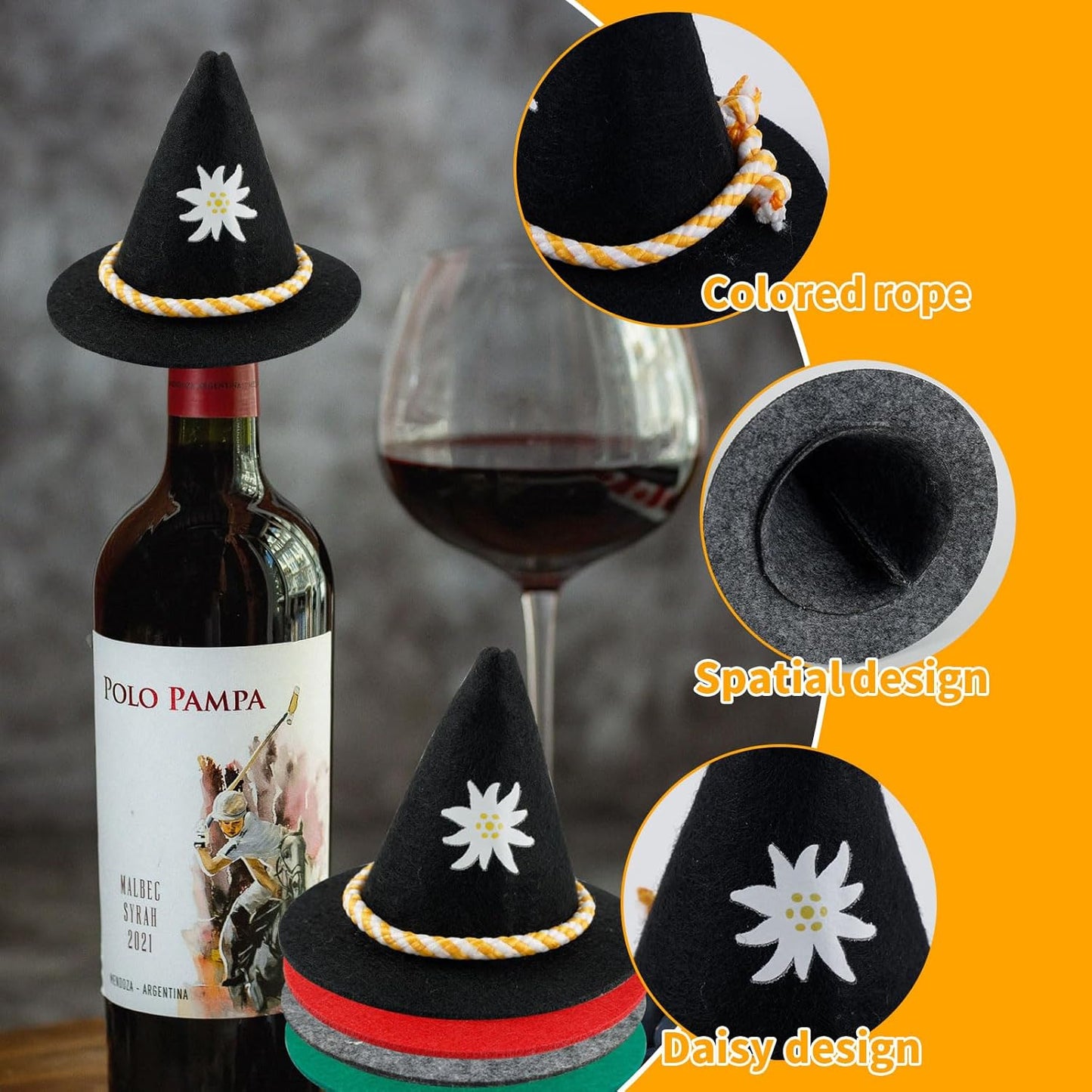 Mini-tracht-hattar i filt i ett färgglatt 12-pack – EdelweißGaudi Oktoberfest 2026