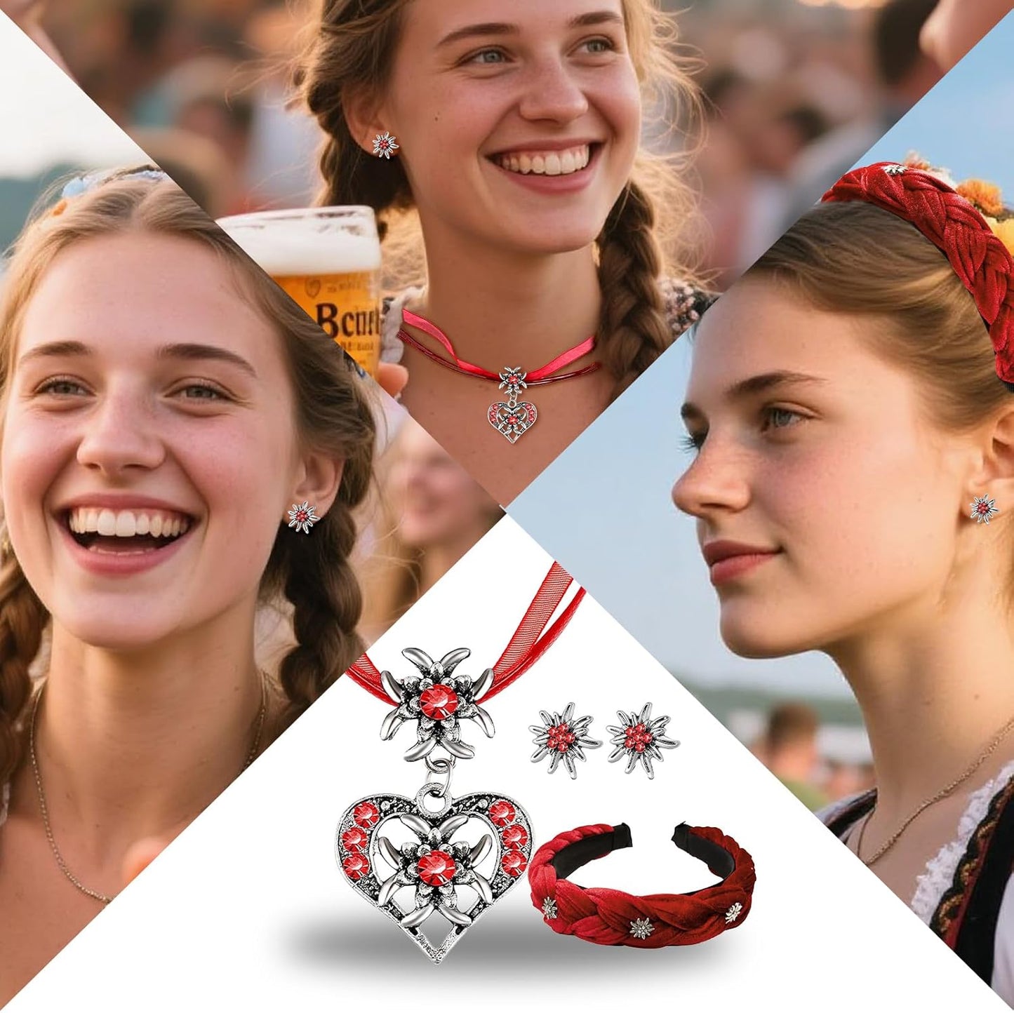 Edelweiss smyckeset med pärlor – TrachtenZauber Oktoberfest 2026