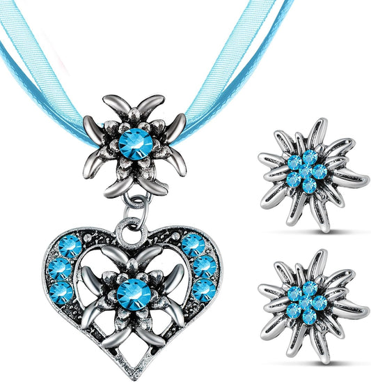 Edelweiß smyckeset med hjärtanhang – AlpenGlück Oktoberfest 2025