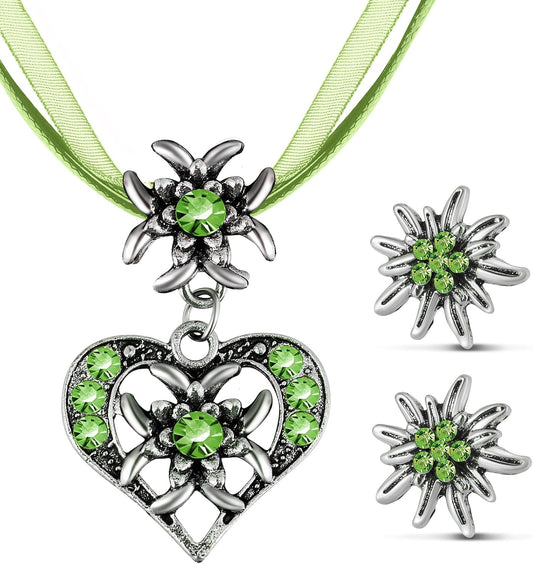 Edelweiß smyckeset med hjärtanhang – AlpenFrische Oktoberfest 2025