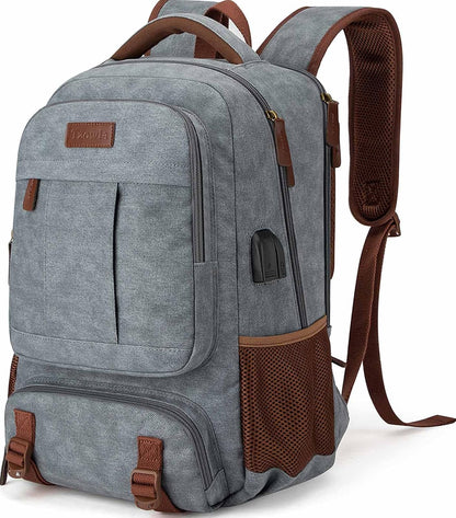 Stöldsäker canvas laptop- och resryggsäck med USB-anslutning – Passar för laptops upp till 43,94 cm