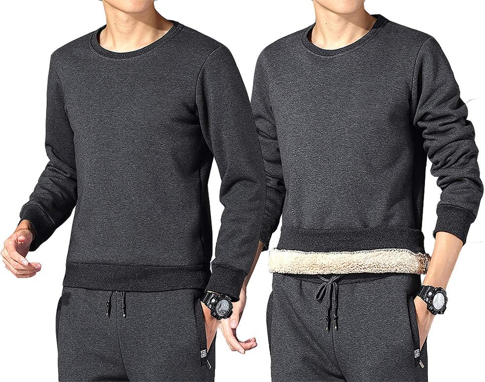 Dunkelgrauer Herren-Sweatshirt, Fleece-Innenfutter, langärmelig, Freizeitmode, Winterkleidung.