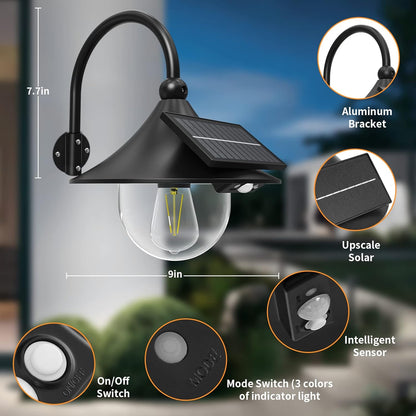 Solcellsdriven rörelsesensor för ladugårdsväggar med 3 lägen och flexibel arm (2-pack) – Halden
