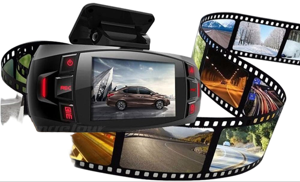 Dashcam med dubbla kameror, 2,7" LCD med 170° vidvinkel och bakre vy