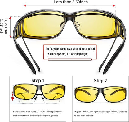Gelbe polarisierte Nachtsichtbrille, UV-Schutz, für sicheres Fahren bei Nacht.