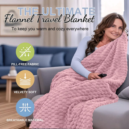 Packbar flanellresefilt med kuddficka och bagageslits – Trevora