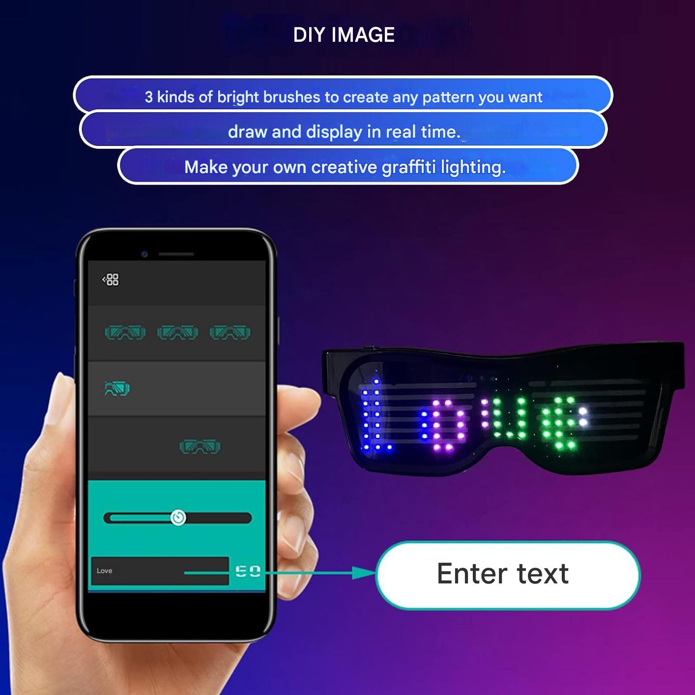 Appstyrda LED-partyglasögon - GlowBeat