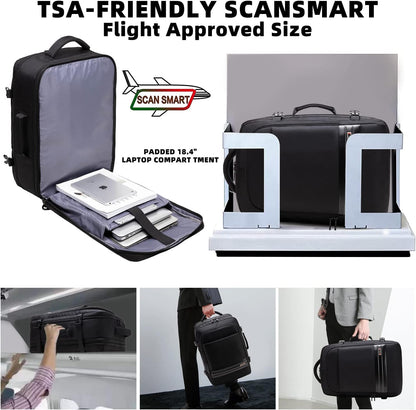 Expanderbar 45–55 l vattentät reseryggsäck med 46,5 cm laptopfack