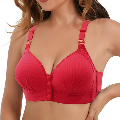 Roter Damen-BH mit breiten Trägern, nahtlos, stützender Komfort, ideal für den Alltag.