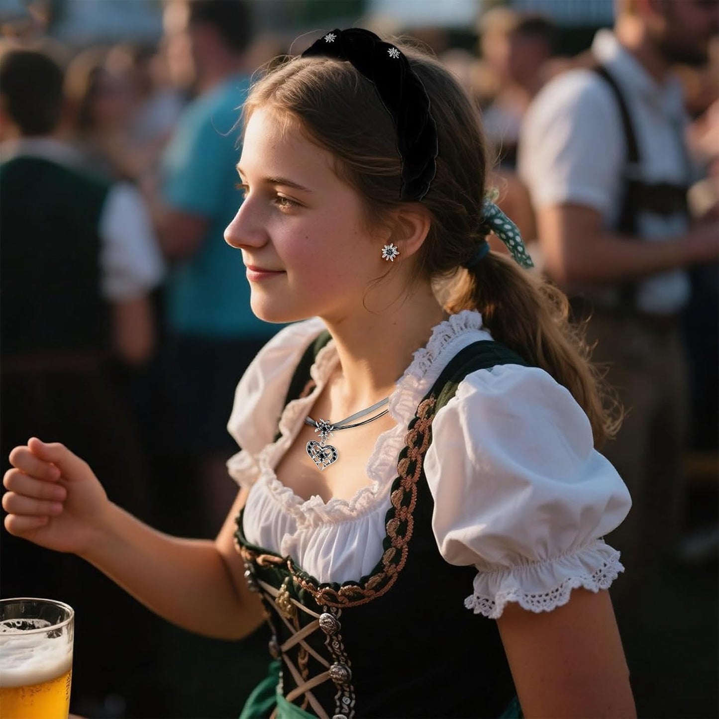 Edelweiss smyckeset med pärlor – TrachtenZauber Oktoberfest 2026