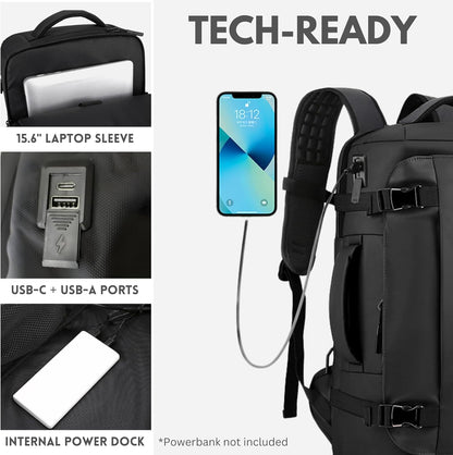 15-tums vattentät laptopryggsäck med sidöppning och USB-C-anslutning – TrekPro-serien
