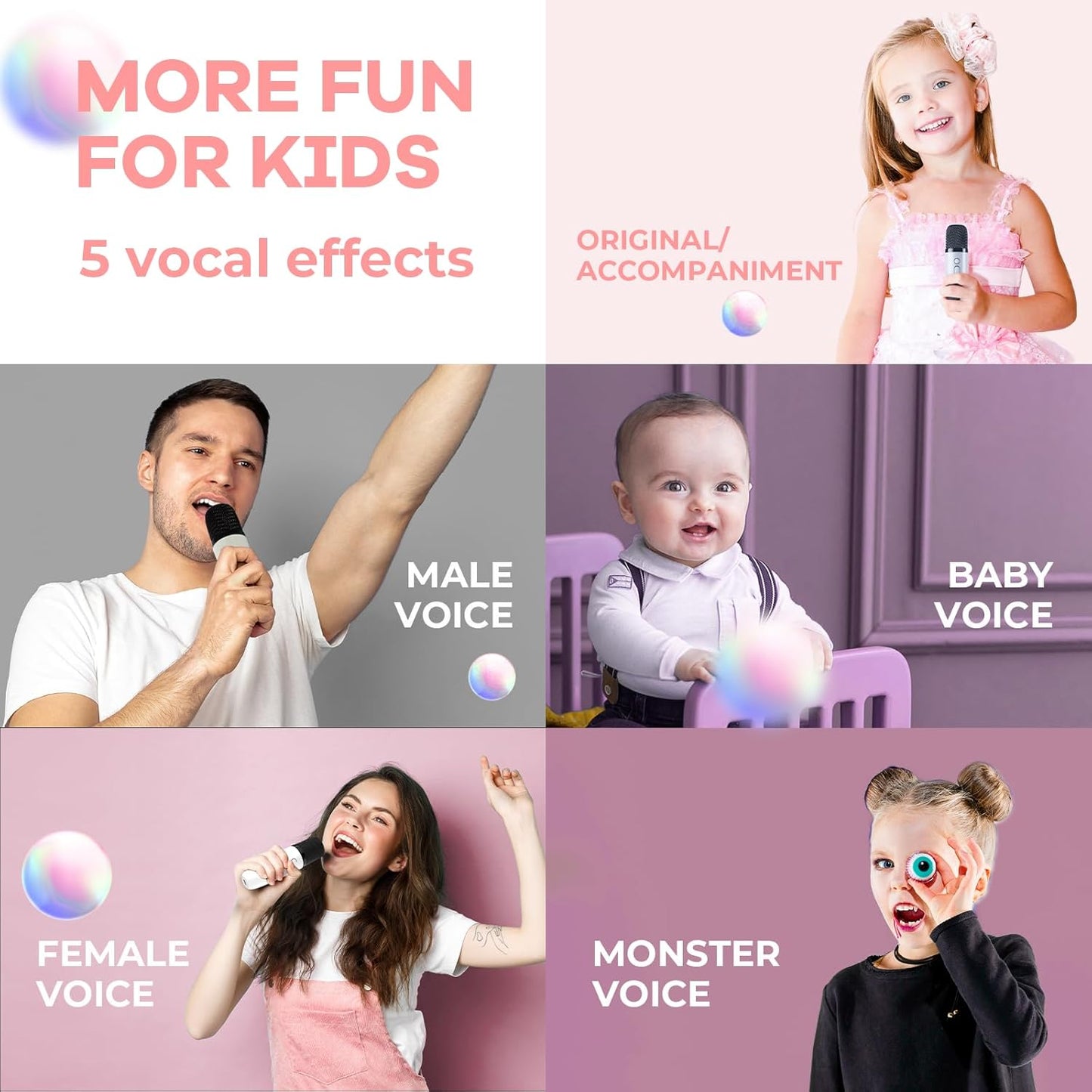 Bärbar mini-karaokemaskin med Bluetooth-högtalare och 2 trådlösa mikrofoner – Veylo