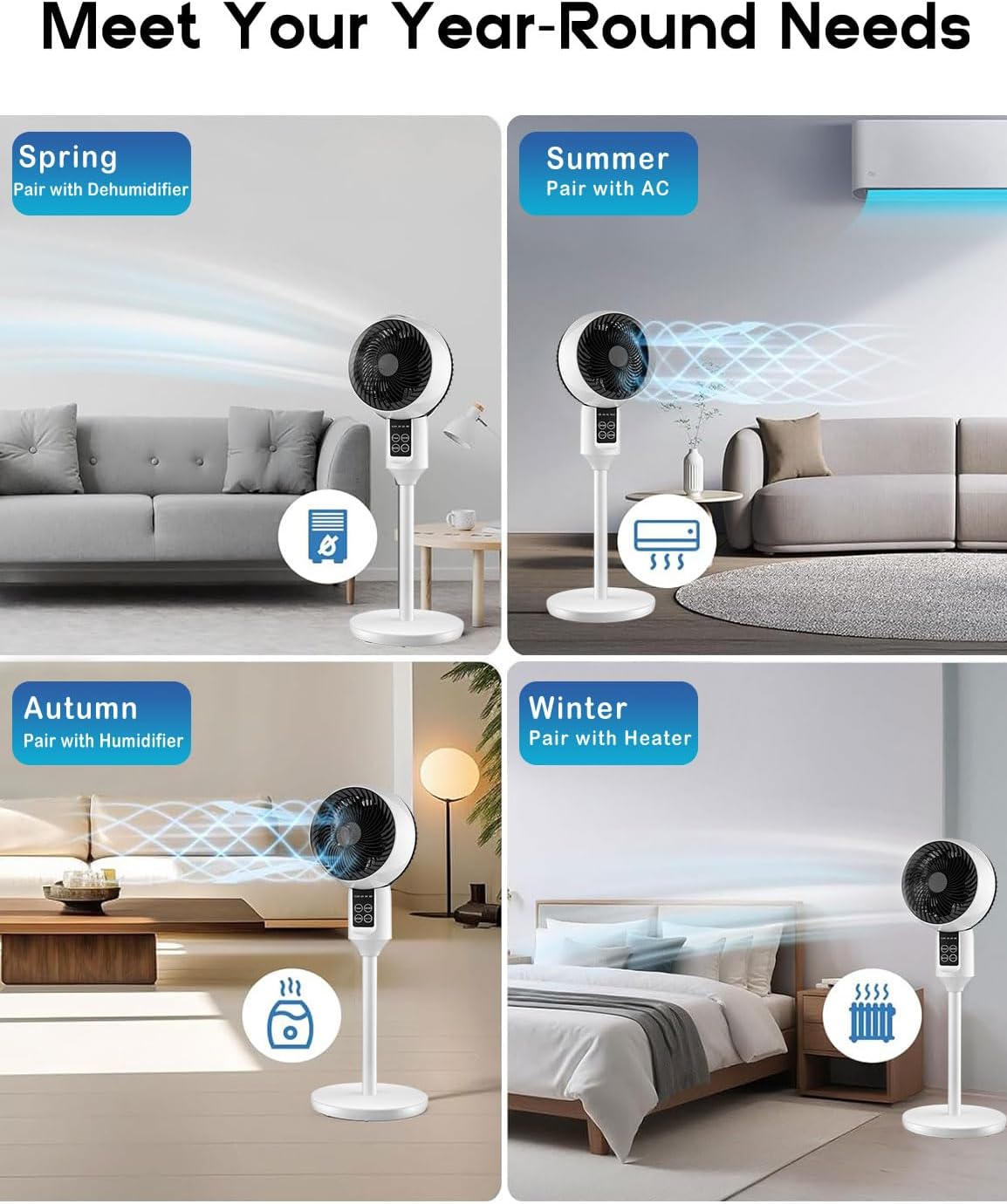 Justerbar golvfläkt med 3D-oscillation – Aerion