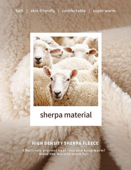 Weiße Schafe auf weichem, hautfreundlichem Sherpa-Fleece, warm und komfortabel.