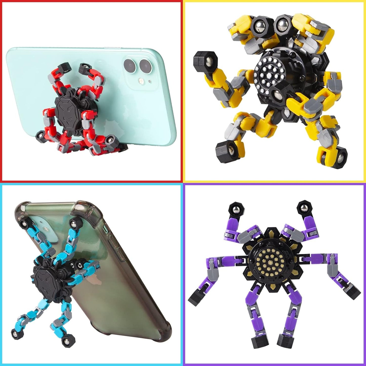 Formbar anti-stress fidget spinner för barn och vuxna – 4-pack