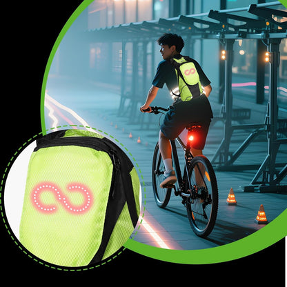 LED-motorcykelryggsäck – Lysande säkerhetsväska för utomhus- och nattkörning – Lumaro