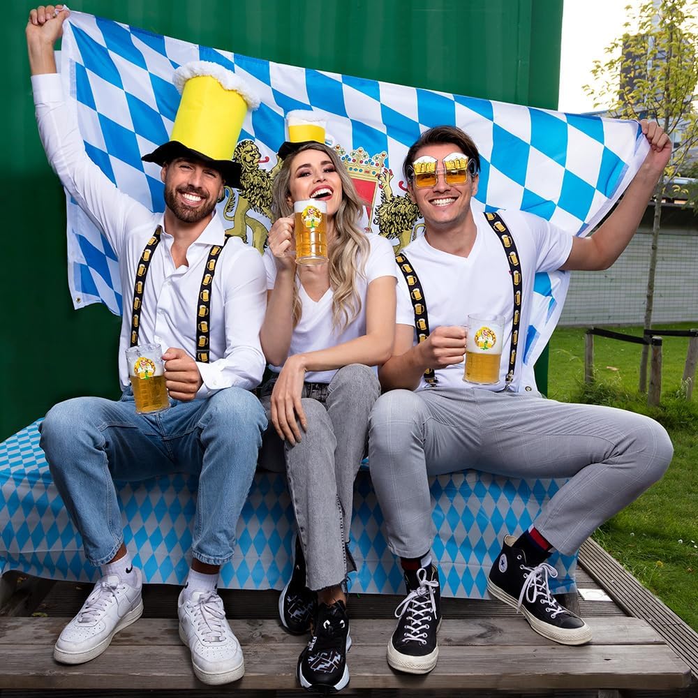 Trachten-hängslen svarta med ölkrusmotiv – ProstClip Oktoberfest 2026
