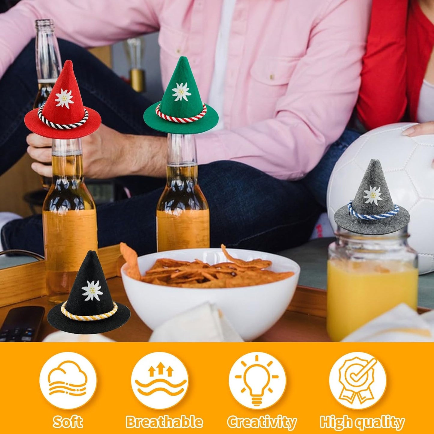 Mini-tracht-hattar i filt i ett färgglatt 12-pack – EdelweißGaudi Oktoberfest 2026
