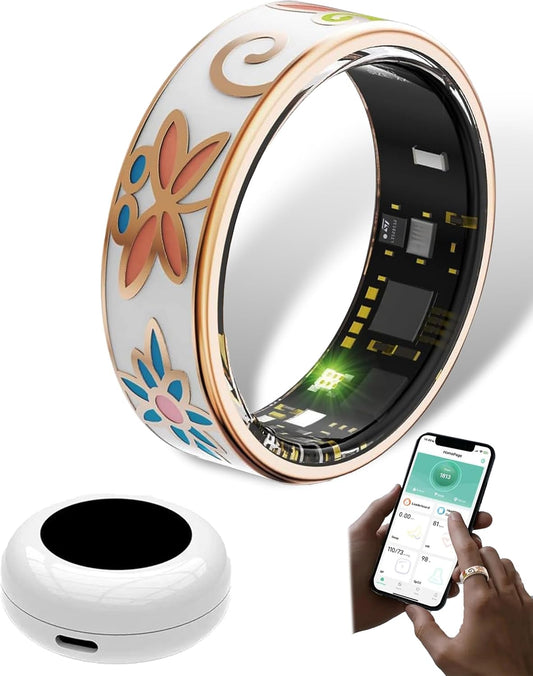 Smart emaljerad wellnessring – fitness- och sömnspårare för iOS och Android – Aurina
