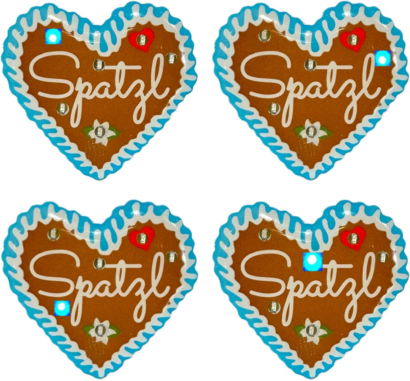 LED-pins med pepparkakshjärtor (4-pack) – HerzGaudi Oktoberfest 2026