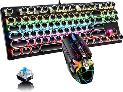 87-tangenter mekaniskt gamingtangentbord, RGB-bakgrundsbelyst, blå switchar