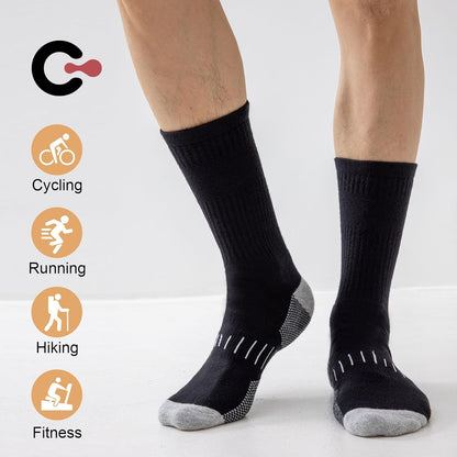 Schwarze Sportsocken für Radfahren, Laufen, Wandern, Fitness; atmungsaktiv, rutschfest.