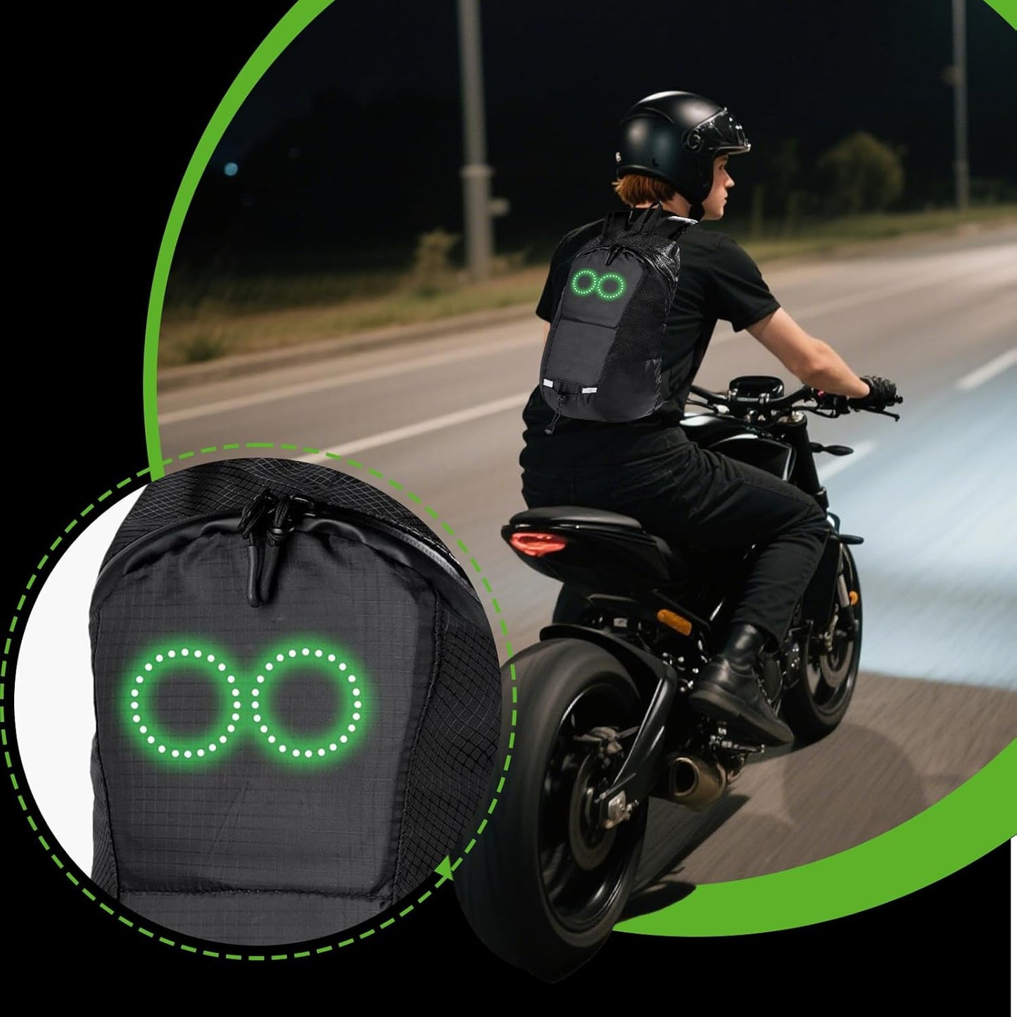 LED-reseryggsäck – vattentät lysande ryggsäck med ljudresponsivt sken – Nexora